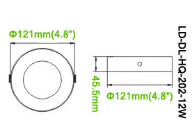 12W DL-HQ-202-12W Panel LED light Round Diameter 121mm Height 45.5mm PVC Acrylic Cover Cabinet LED LED Downlight